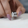 IGI certified emerald and marquise lab grown diamond ring