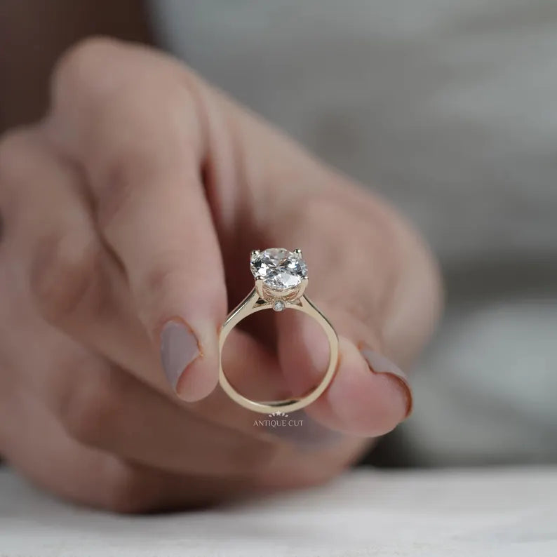 oval diamond ring with sleek gold band