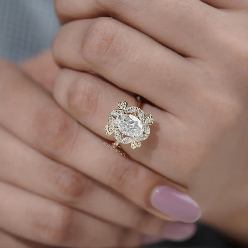 Yellow gold vintage style engagement ring