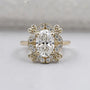 Oval cut diamond engagement ring with vintage halo