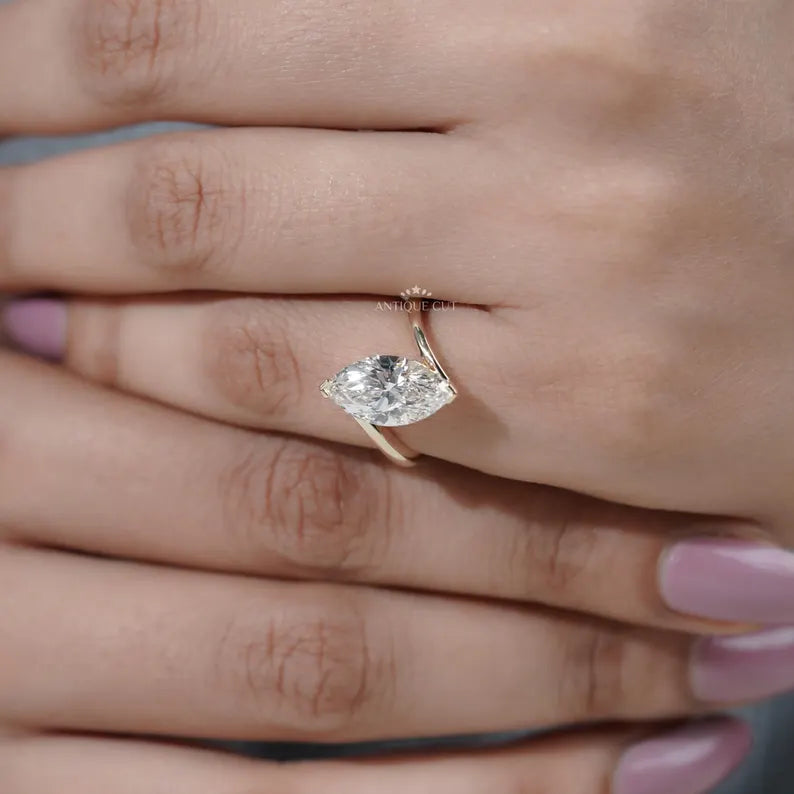 Marquise diamond ring top view sparkle