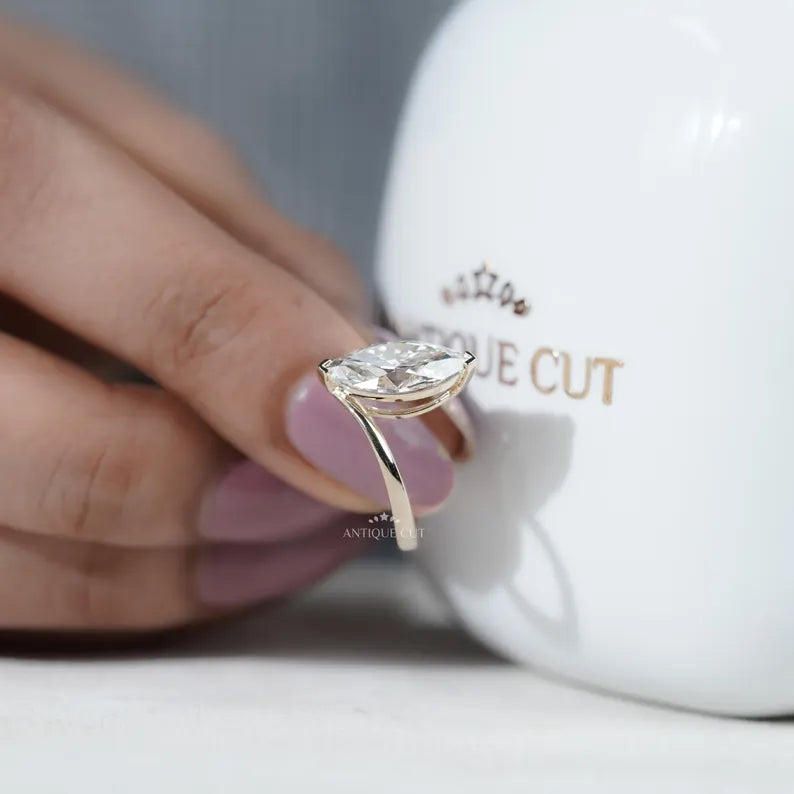 Marquise solitaire ring side view