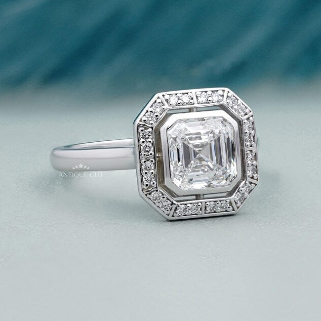 white gold asscher cut engagement ring