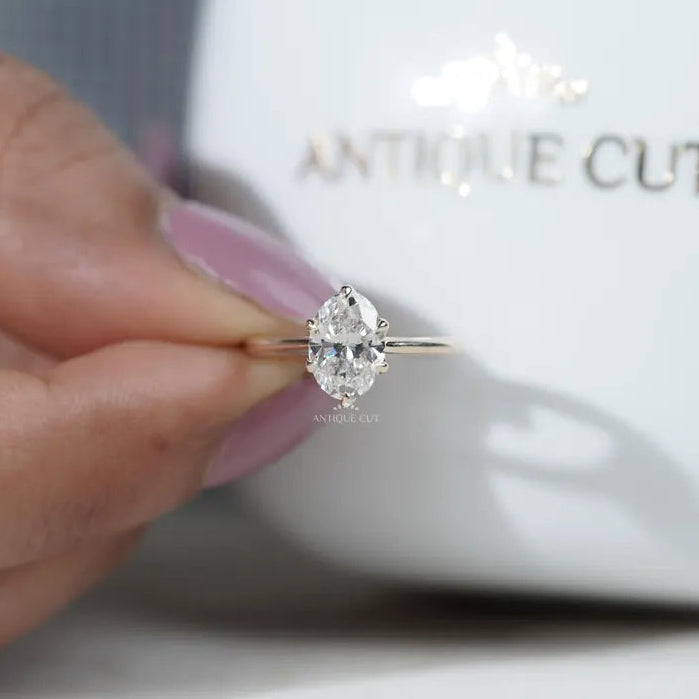 Oval solitaire engagement ring top view