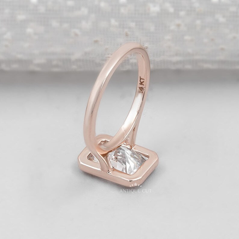 Elegant radiant diamond ring rose gold