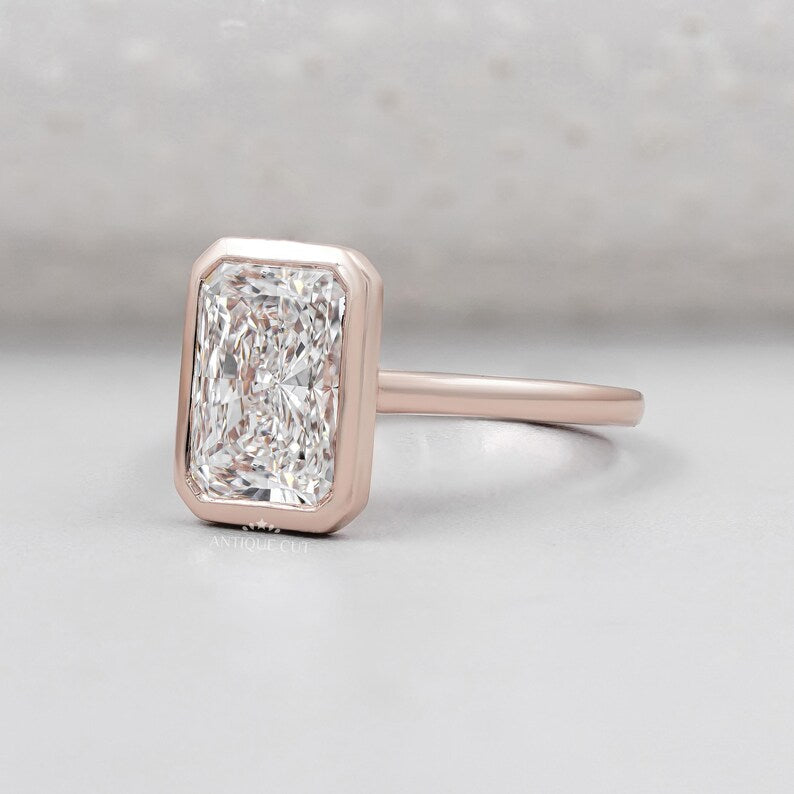 Rose gold radiant solitaire engagement ring