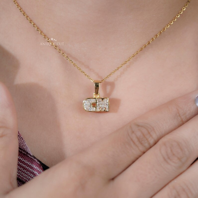 Modern bezel set letter pendant CM