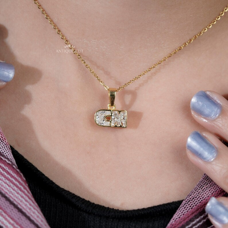 Personalized diamond letter necklace