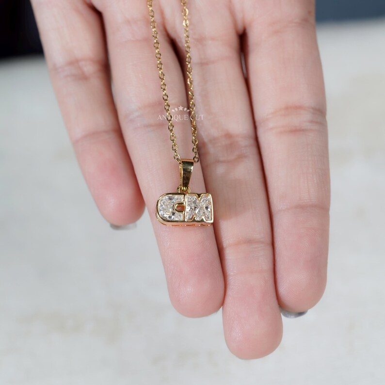 Elegant bezel diamond letter pendant