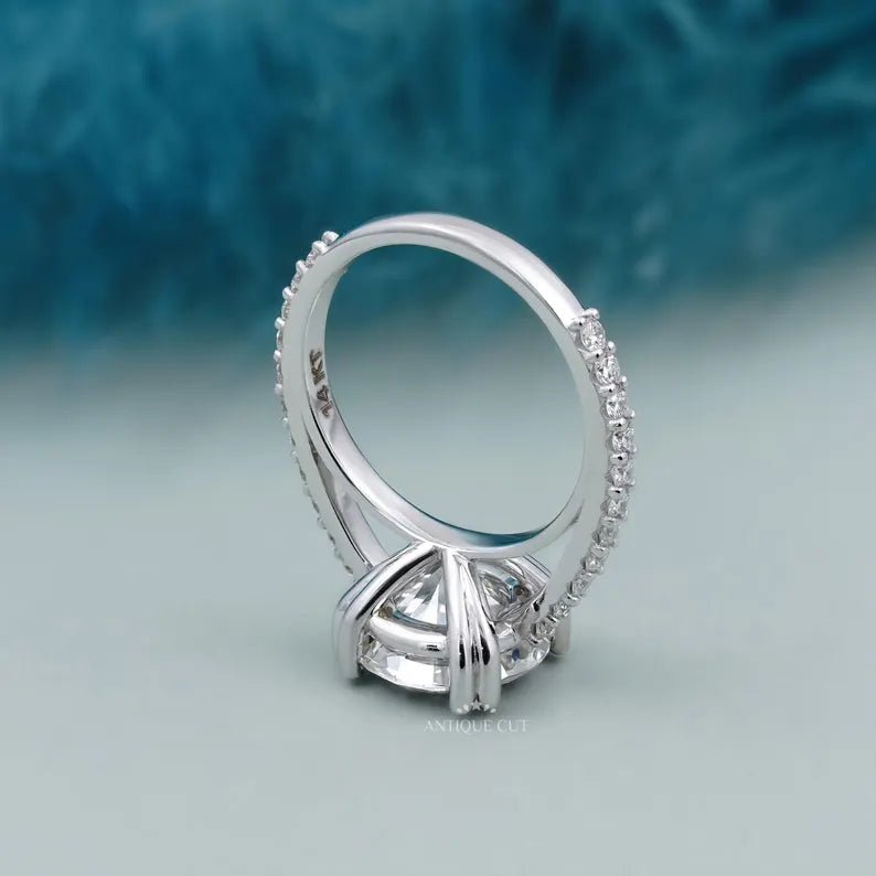 pave band round engagement ring for women