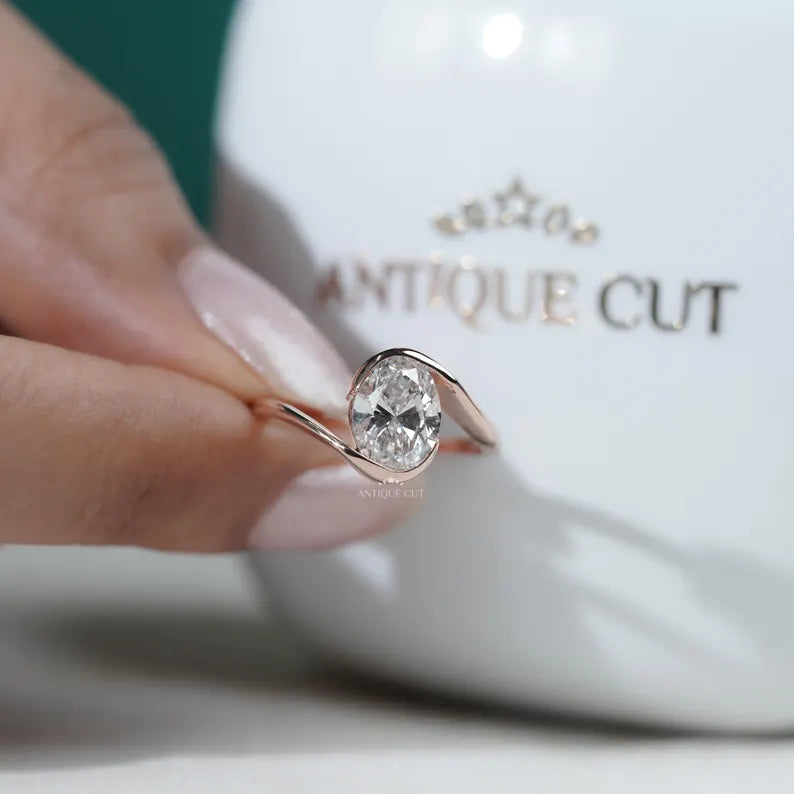 rose gold bypass setting engagement ring