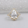 Vintage inspired halo pear cut diamond ring