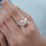 Close-up horizontal cushion diamond ring
