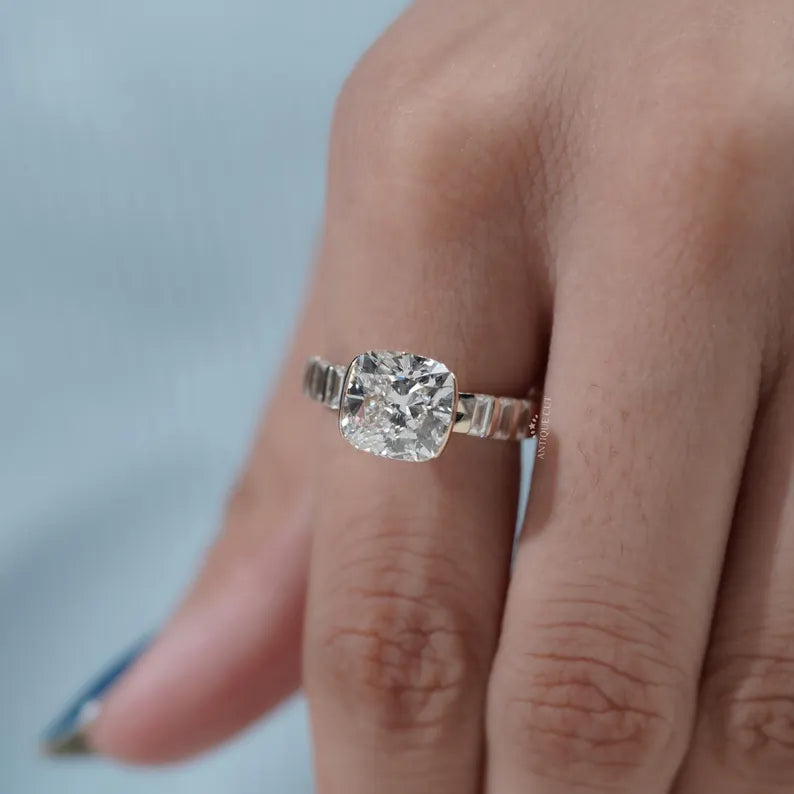 Yellow gold half bezel engagement ring sparkle