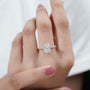 Cushion cut ring with diamond pave band