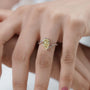 Pear yellow diamond ring in white gold, side profile