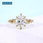 Oval Lab Grown Diamond Engagement Ring with Six Prong Leaf Vine Setting | Yellow Gold Bridal Ring
