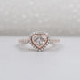 Heart Cut Lab Grown Diamond Engagement Ring With Bezel Halo Pave Band, Gift for Her