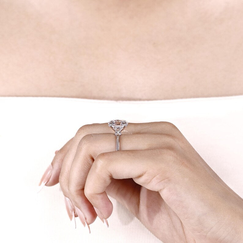 Oval Diamond Hidden Halo Engagement Ring in White Gold