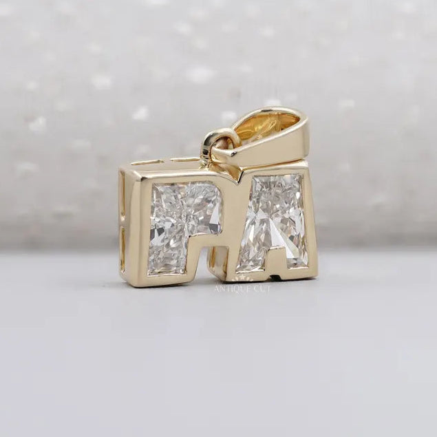 Personalized Alphabet Diamond Initial Pendant Necklace in yellow gold