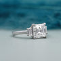Three Stone Square Emerald Cut Diamond Ring with Classic Four Prong Setting