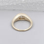Wide band diamond signet ring with polished finish