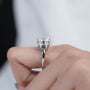 Minimalist Square Emerald Cut Diamond Bridal Ring with Three Stone Design