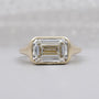 Emerald Cut Lab Grown Diamond Signet Ring With East-West Bezel Setting in Yellow Gold