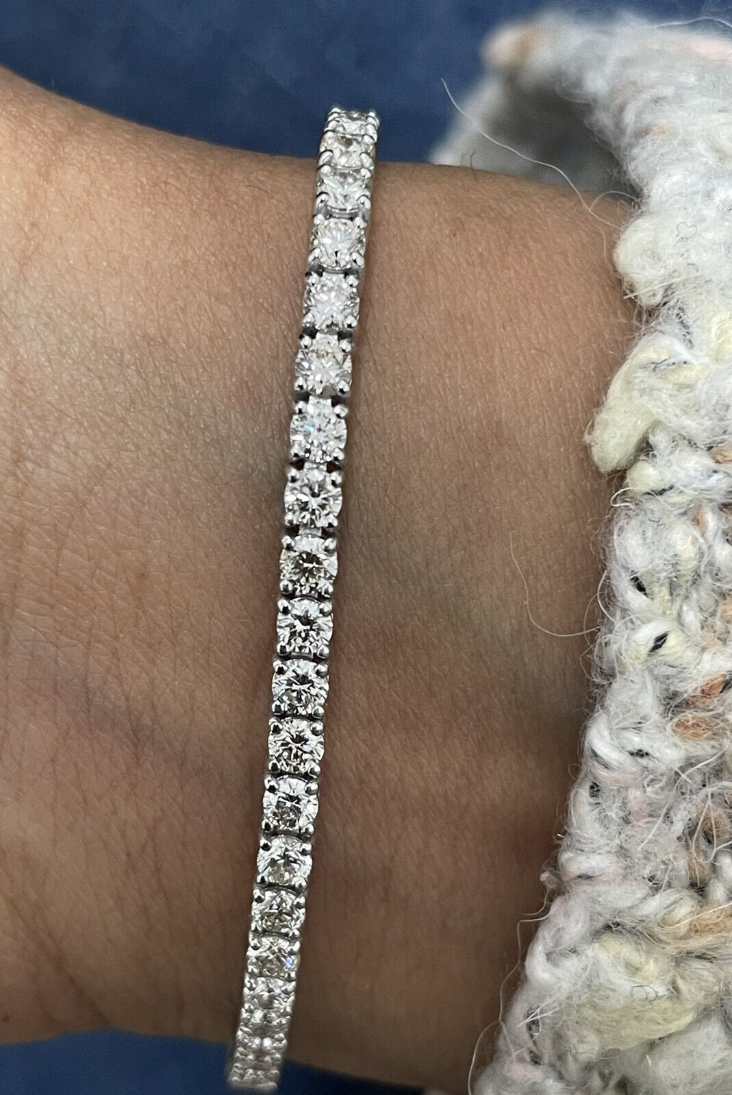 4.00 Carat Round Diamond Tennis Bracelet, Beautiful White Diamond Bracelet, Lab Grown Diamond Bracelet in White Gold, 6" to 7.5" length