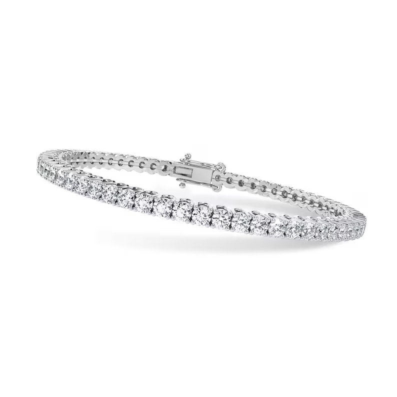 4.00 Carat Round Diamond Tennis Bracelet, Beautiful White Diamond Bracelet, Lab Grown Diamond Bracelet in White Gold, 6" to 7.5" length