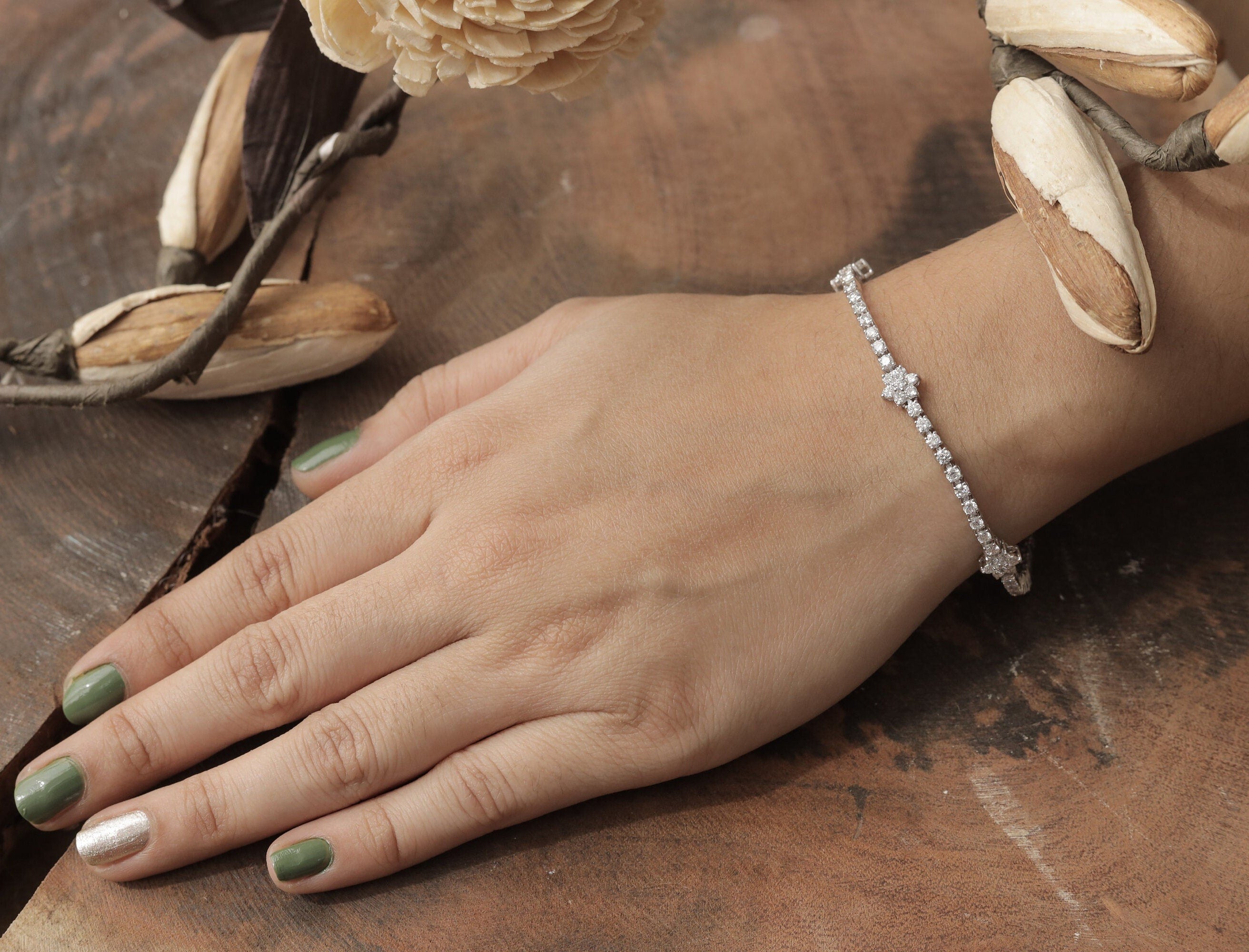 3.5 carat diamond Bracelet, Round lab grown diamond tennis bracelet, Anniversary Gift for her, 6 to 7.5 inches, 10k/14k white gold