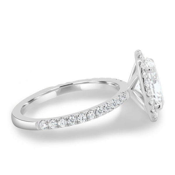 Oval 2.70tcw Lab Grown Diamond Halo Engagement Ring | IGI Certified | AntiqueCut