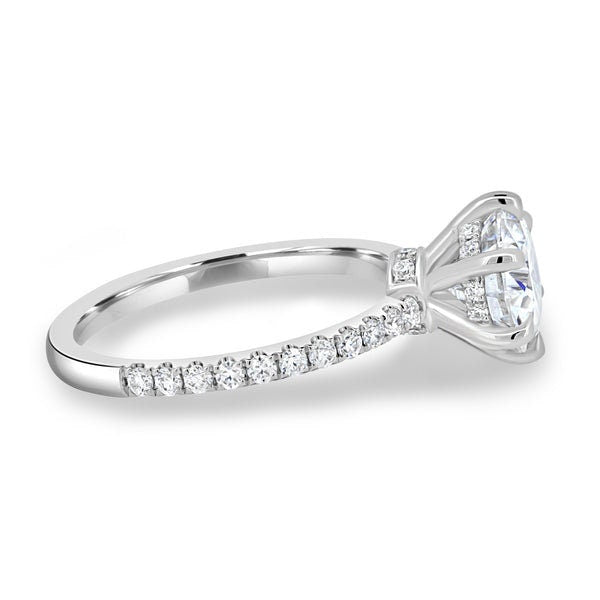 Round 2.50tcw Lab Grown Diamond Hidden Halo Engagement ring, EF color, VS clarity