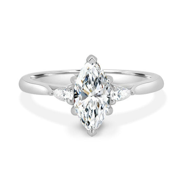 Marquise 2.5tcw Lab Grown Diamond Three Stone Engagement ring, EF color, VS clarity