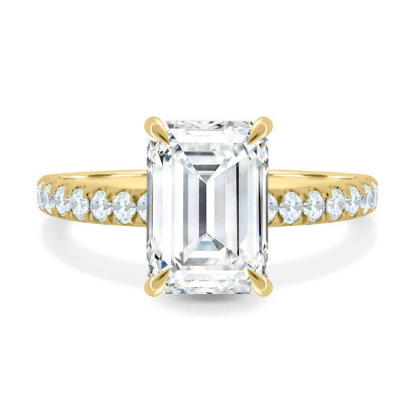 Emerald 3.40tcw Lab Grown Diamond Solitaire Hidden Halo Engagement ring, EF Color, VS Clarity