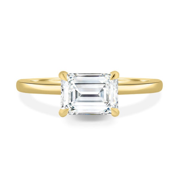 Emerald 2.10tcw Lab Grown Diamond East-West Hidden Halo Engagement Ring, D-E-F Color, VVS-VS Clarity