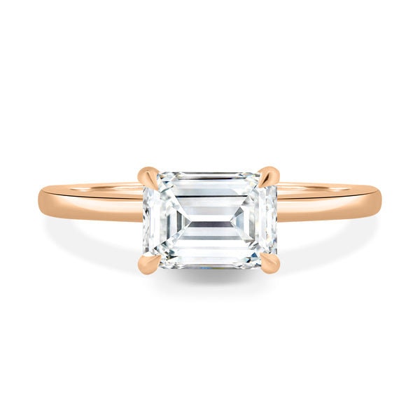 Emerald 2.10tcw Lab Grown Diamond East-West Hidden Halo Engagement Ring, D-E-F Color, VVS-VS Clarity