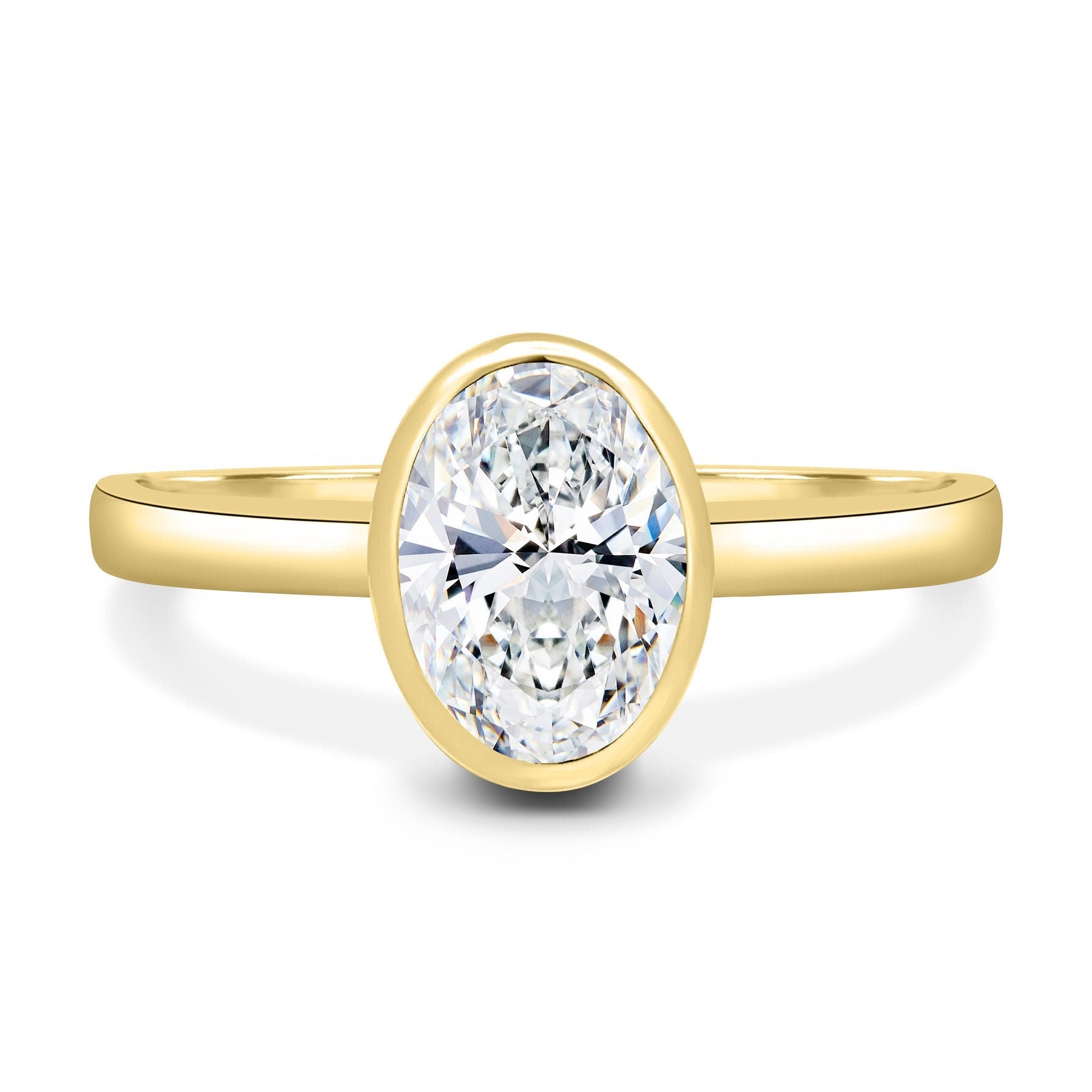 Oval 1.50ct Lab Grown Diamond Bezel Set Engagement Ring, D-E-F Color, VVS-VS Clarity, IGI Certificate