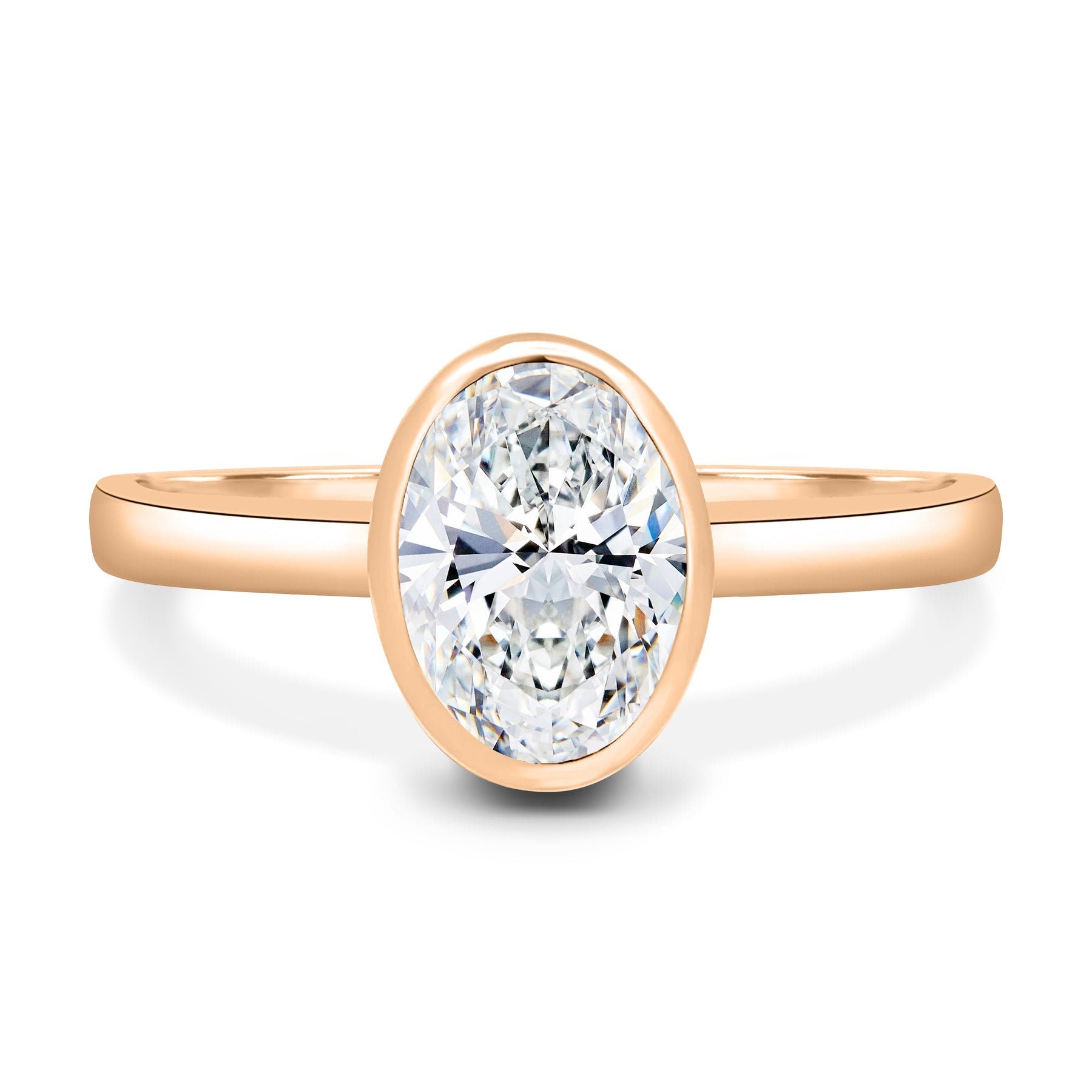 Oval 1.50ct Lab Grown Diamond Bezel Set Engagement Ring, D-E-F Color, VVS-VS Clarity, IGI Certificate