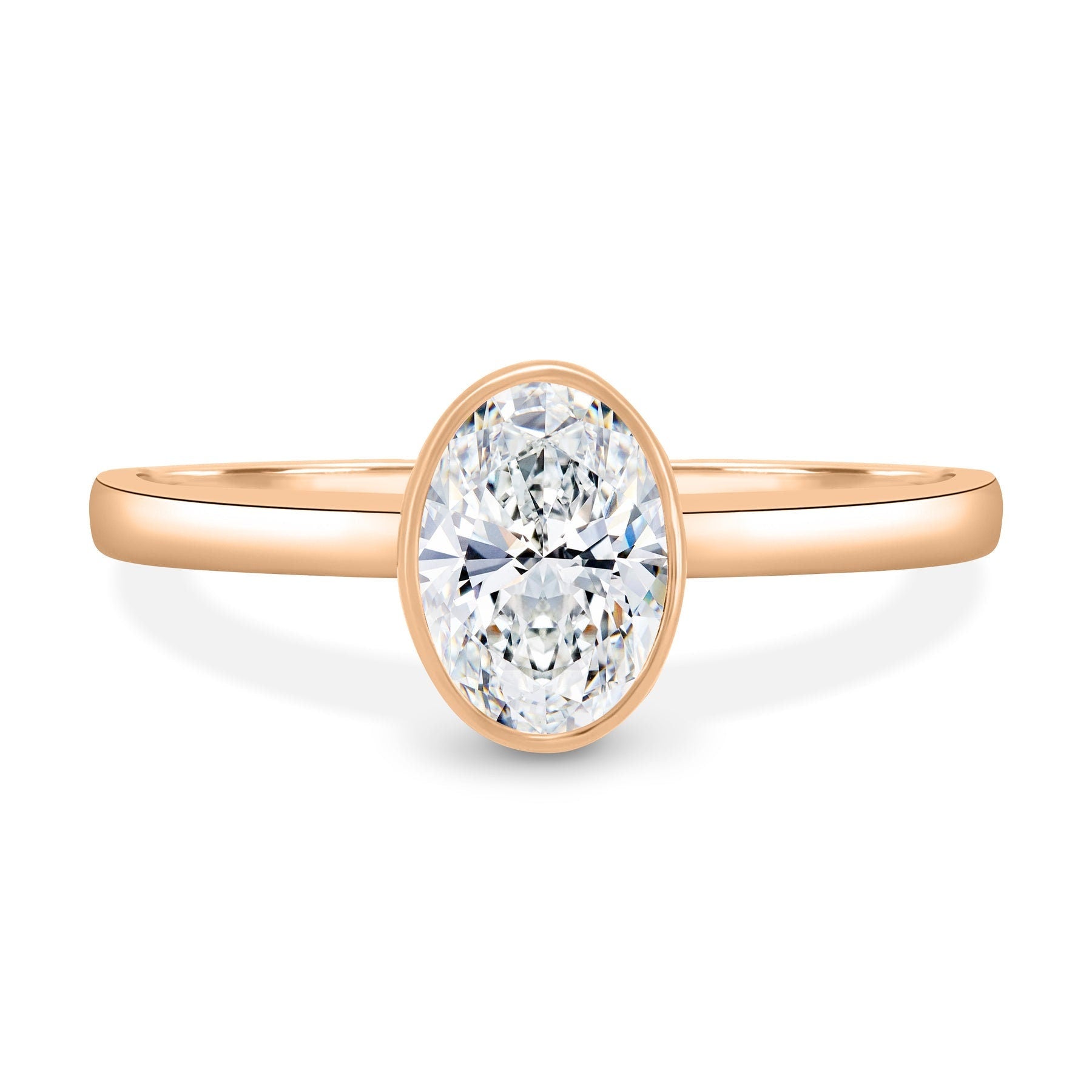 Oval 2.50tcw Bezel Set Lab Grown Diamond Solitaire Engagement Ring, D-E-F color, VVS-VS Clarity, IGI Certificate
