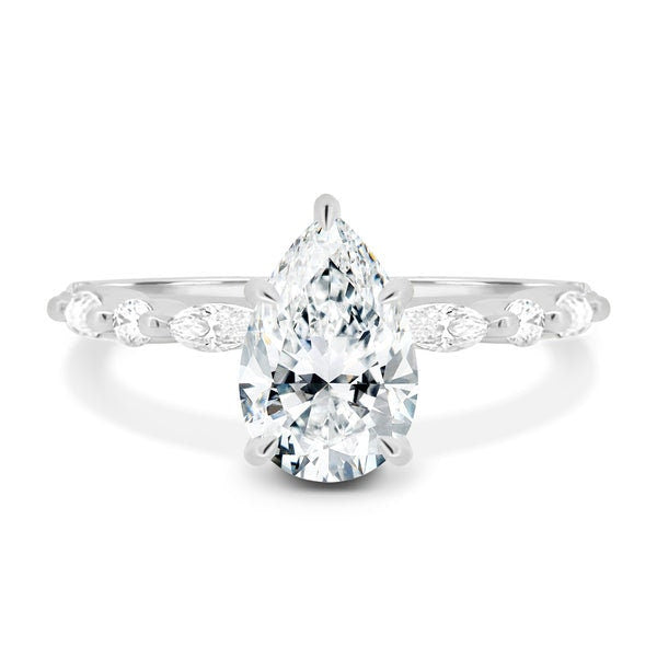 Pear 3.00tcw Lab Diamond Accent Band Engagement Ring | IGI Certified