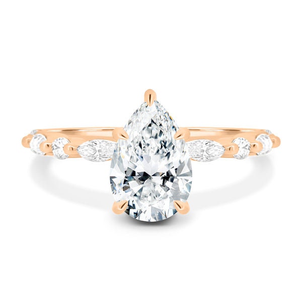 Pear 3.00tcw Lab Grown Diamond Accent band Engagement ring, EF Color, VS Clarity - IGI Certificate