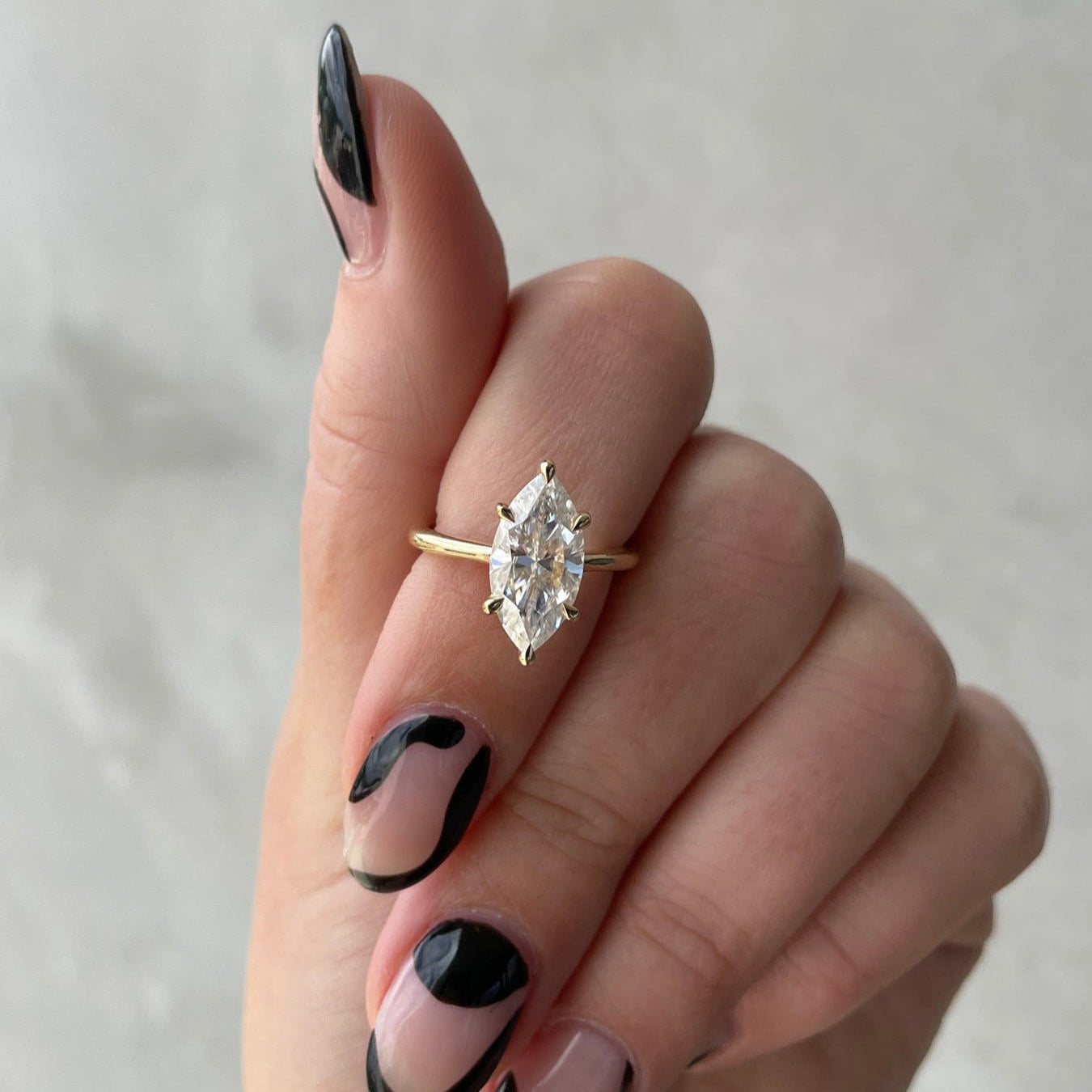 Marquise 2.20ct Lab Grown Diamond 6 Claw Solitaire Engagement ring, DEF Color, VVS-VS Clarity