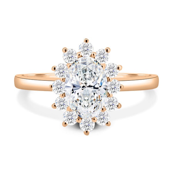 Oval 3.00tcw Lab Grown Diamond Halo Style Engagement ring, D-E-F Color, VVS-VS Clarity - IGI Certificate