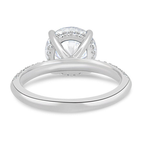 Round 4.80tcw Lab Grown Diamond Pave Solitaire Hidden Halo Engagement Ring,  EF Color, VS Clarity