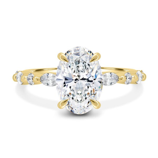Oval 2.20tcw Lab Grown Diamond Petite Style Band Engagement Ring,  EF Color, VS Clarity