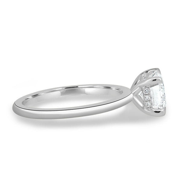 Emerald 2.10tcw Lab Grown Diamond East-West Hidden Halo Engagement Ring, D-E-F Color, VVS-VS Clarity