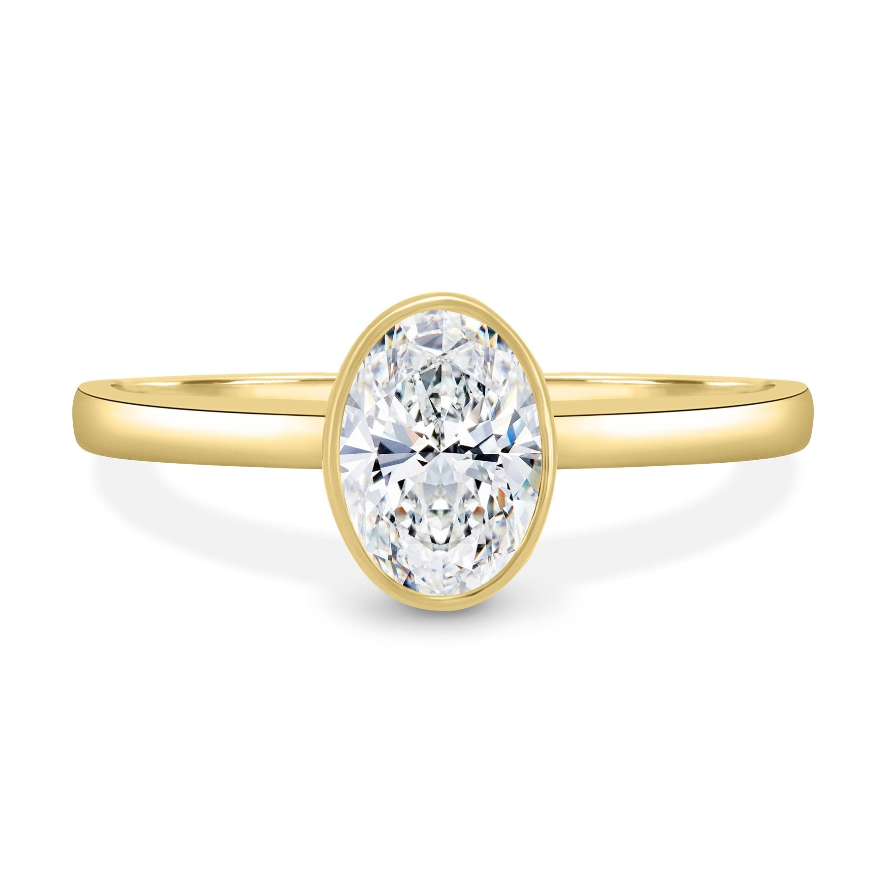 Oval 2.50tcw Bezel Set Lab Grown Diamond Solitaire Engagement Ring, D-E-F color, VVS-VS Clarity, IGI Certificate