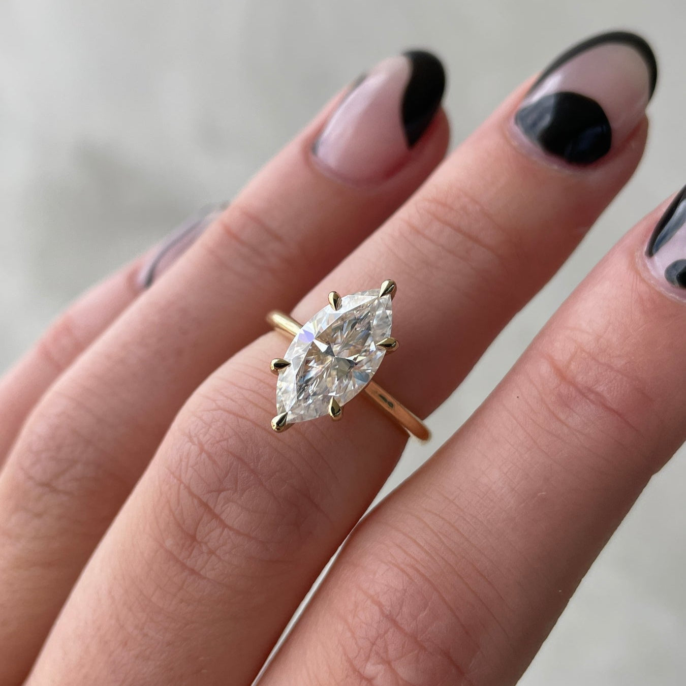 Marquise 2.20ct Lab Grown Diamond 6 Claw Solitaire Engagement ring, DEF Color, VVS-VS Clarity