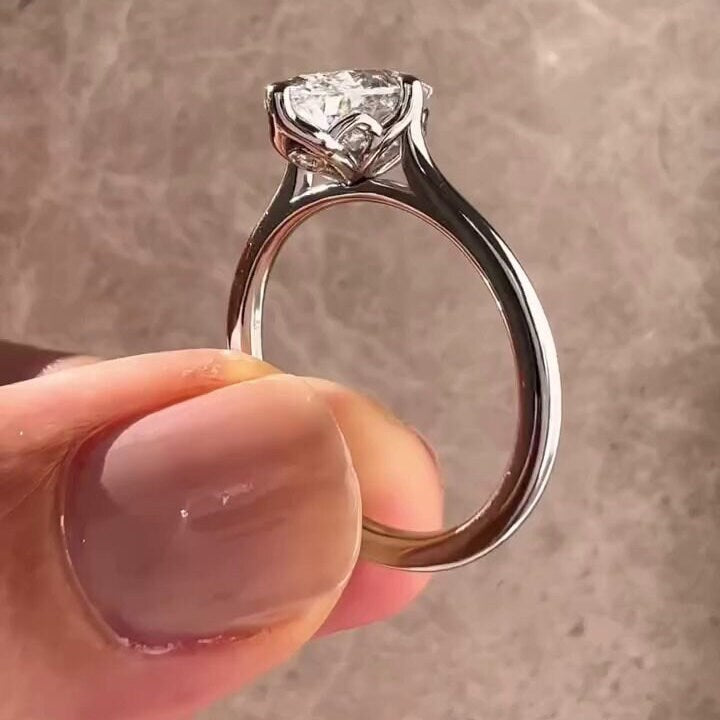 Oval 2.50ct Lab Grown Diamond Ring Cathedral Style Engagement Ring, D-E-F Color, VVS - VS Clarity